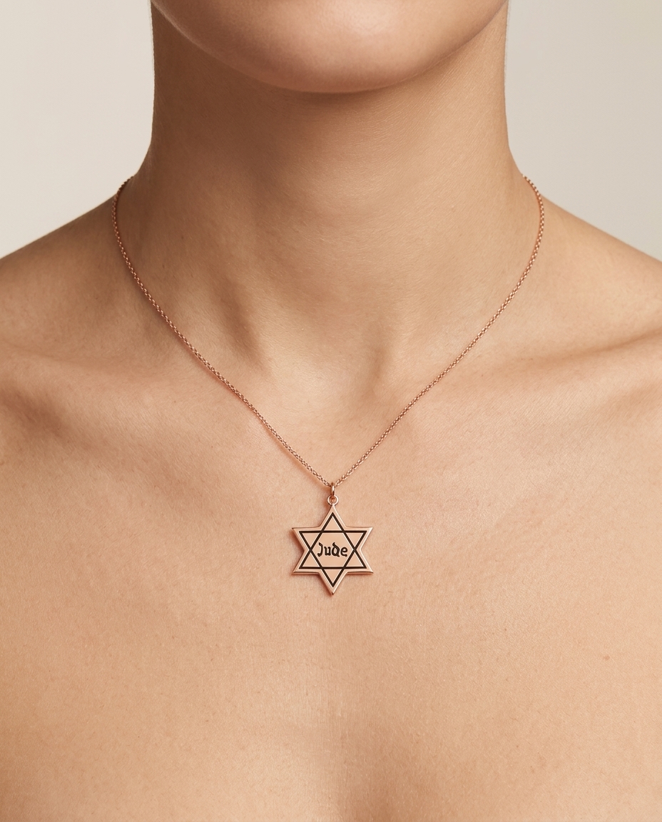 Star of David Pendant in Rose Gold on model