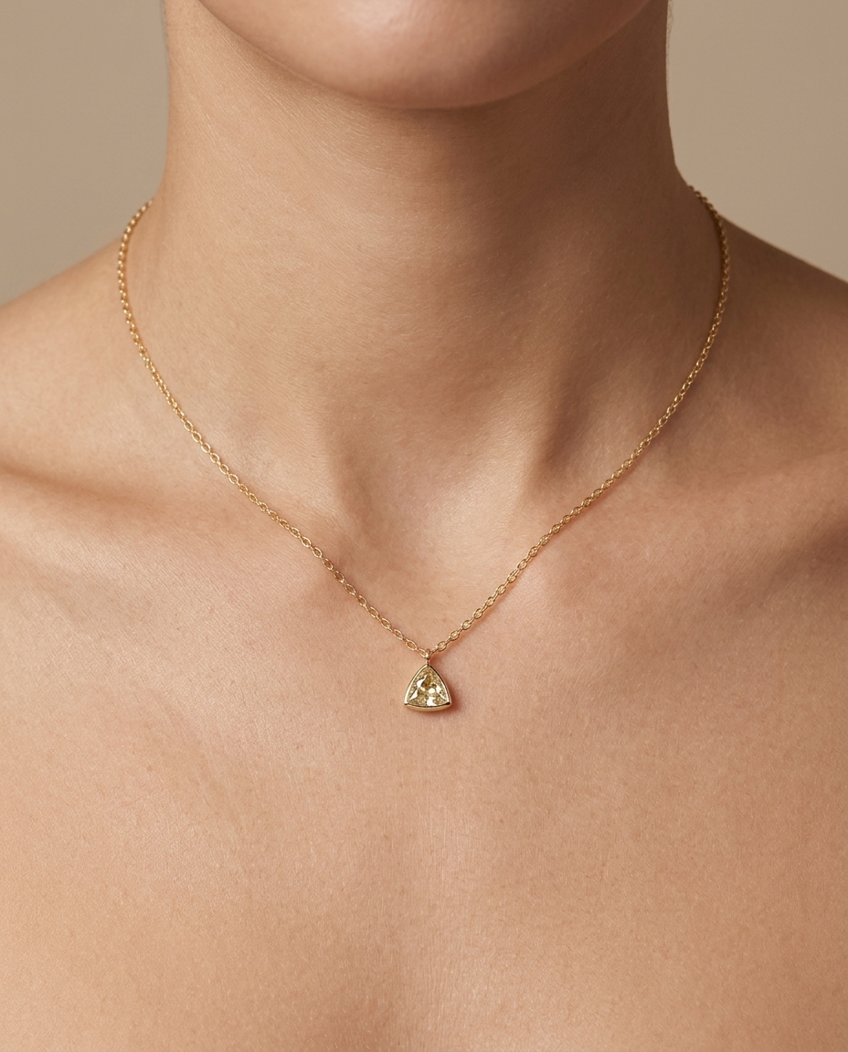 14KT Yellow Gold Diamond Rose Cut Necklace on model