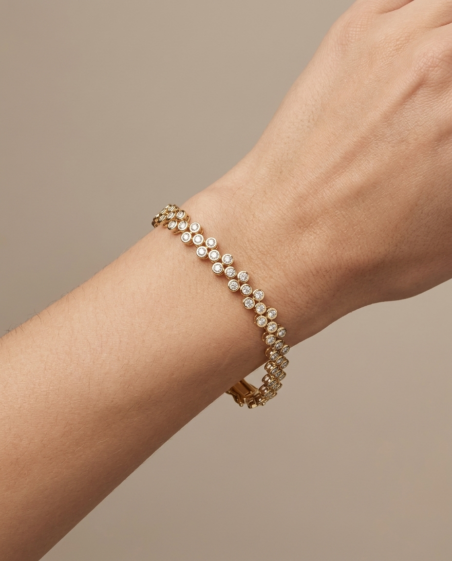 14KT Yellow Gold Diamond Bracelet on model