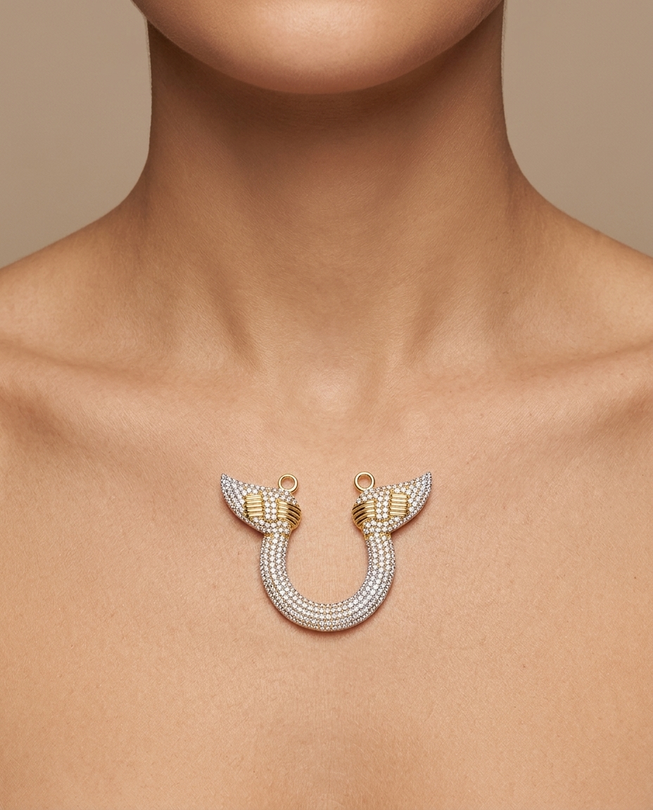 14KT Yellow Gold Pendant with Diamonds on model