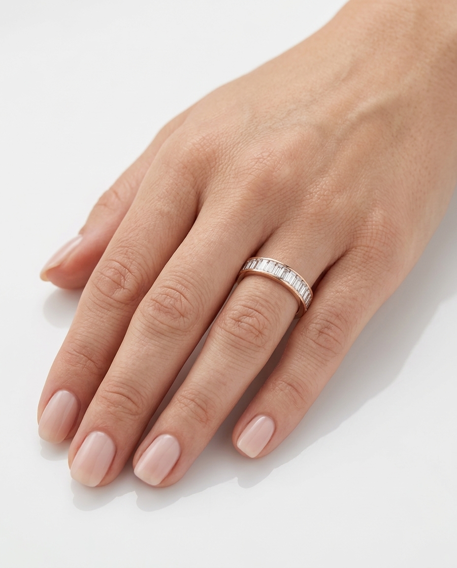 18KT Rose Gold Diamond Ring on model