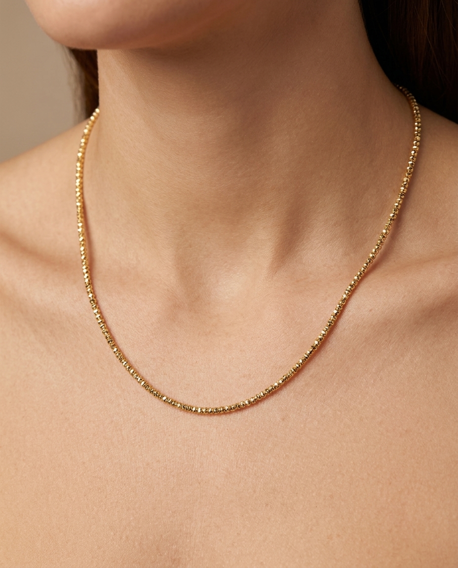 14KT Gold Diamond Cut Chain on model