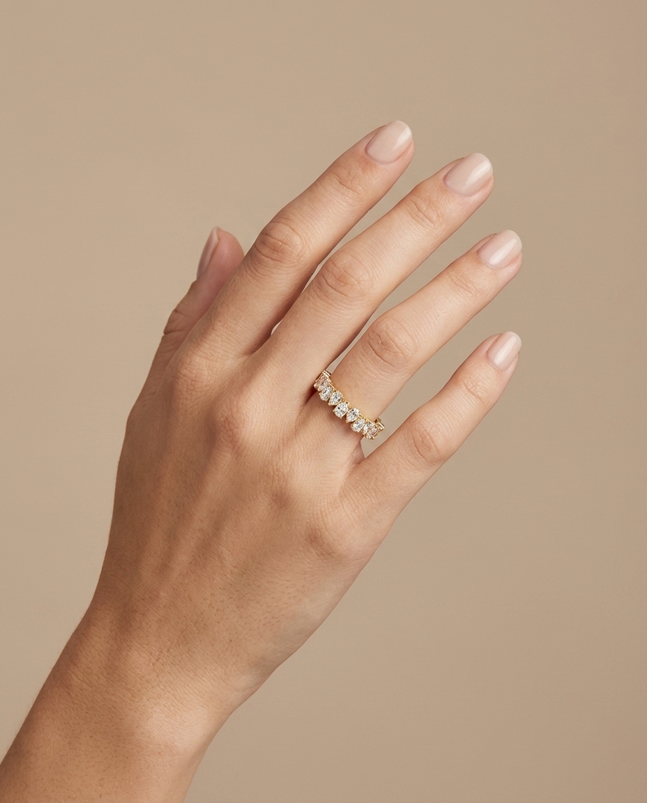 14KT Yellow Gold Diamond Ring on model