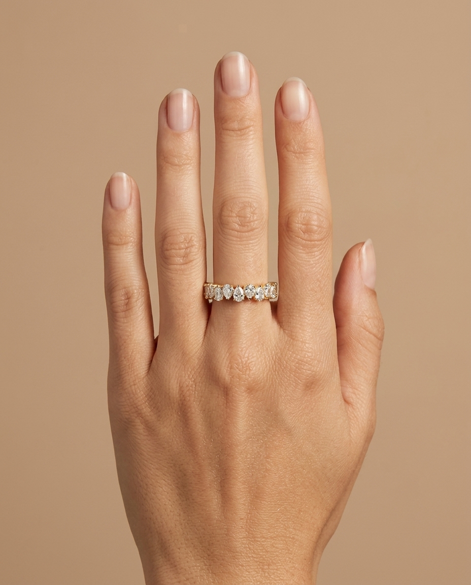 14KT Yellow Gold Diamond Ring on model