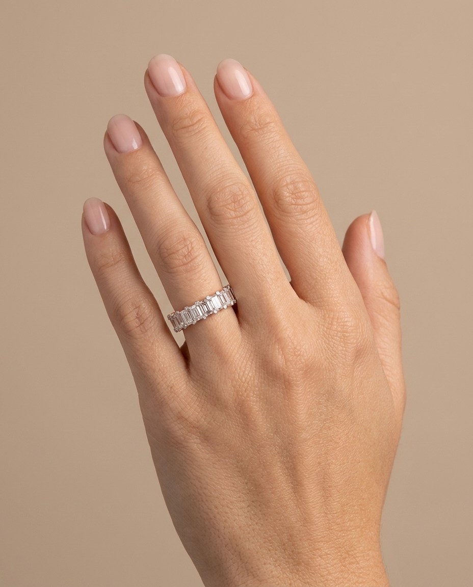 18KT Rose Gold Diamond Ring on model