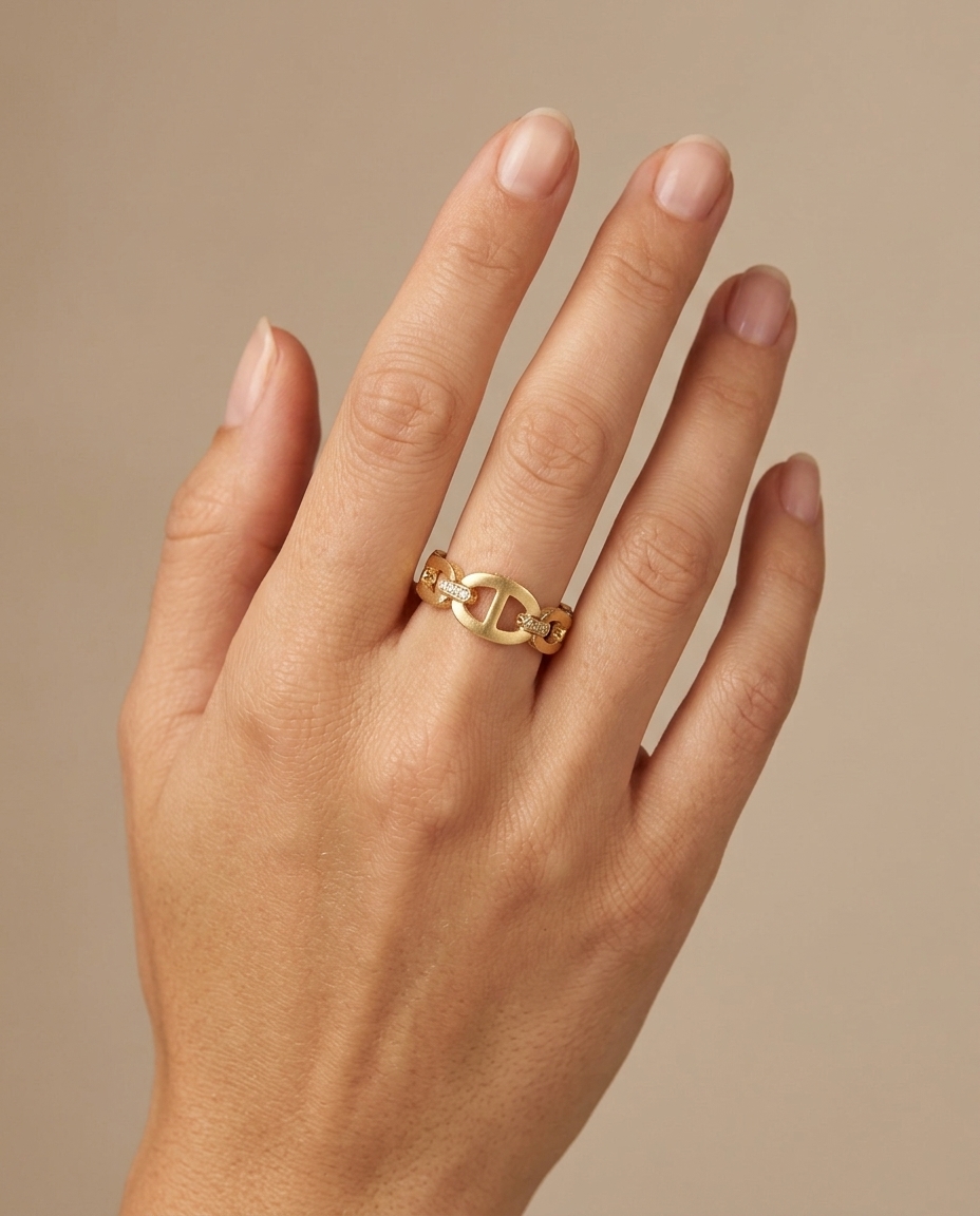14KT Yellow Gold Diamond Ring on model