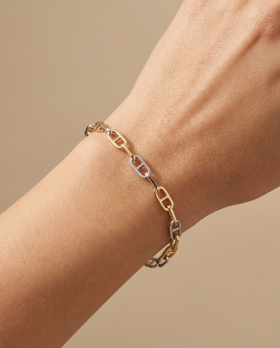 14KT Two-Tone Gold Bracelet on model