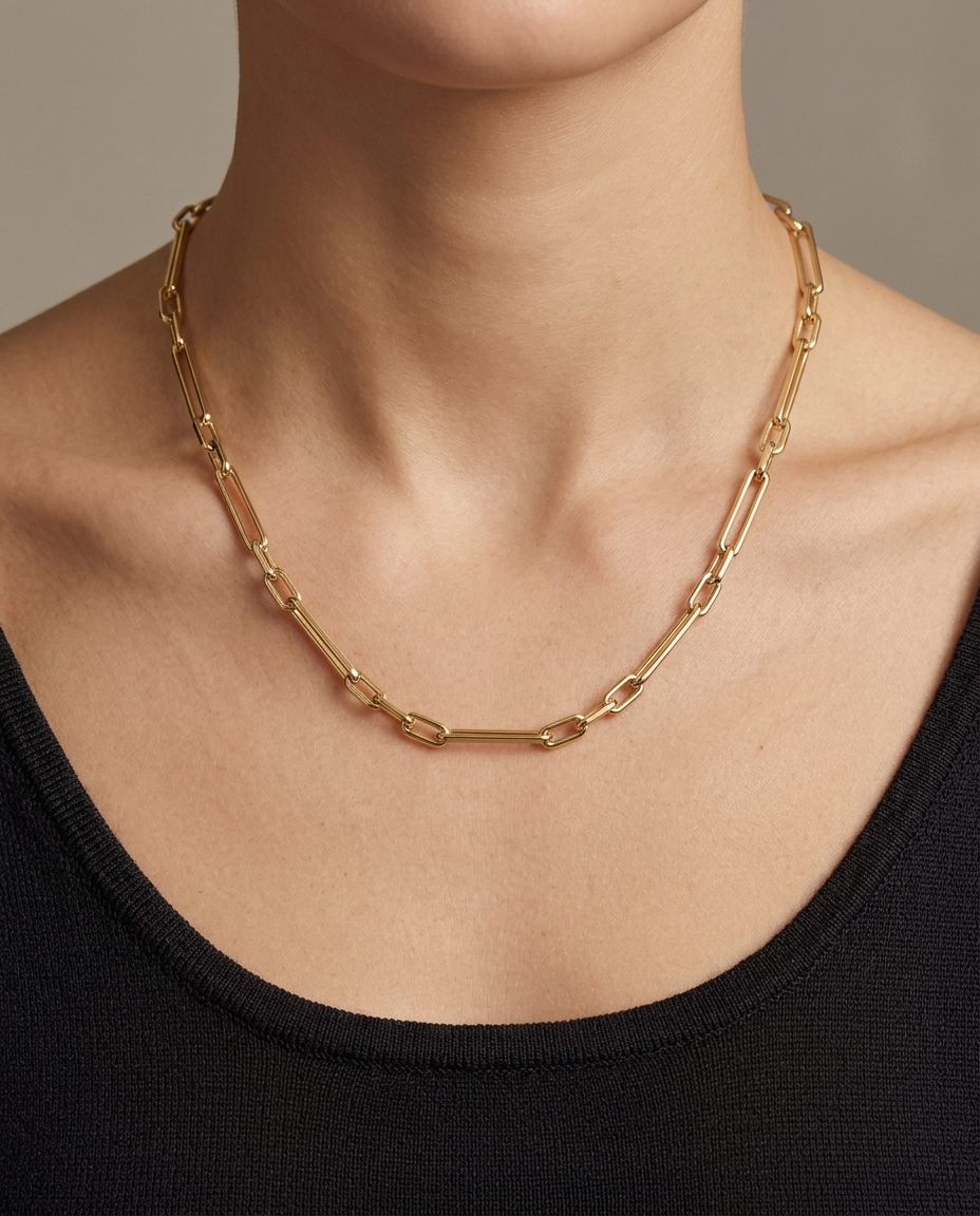 14KT Yellow Gold Necklace on model