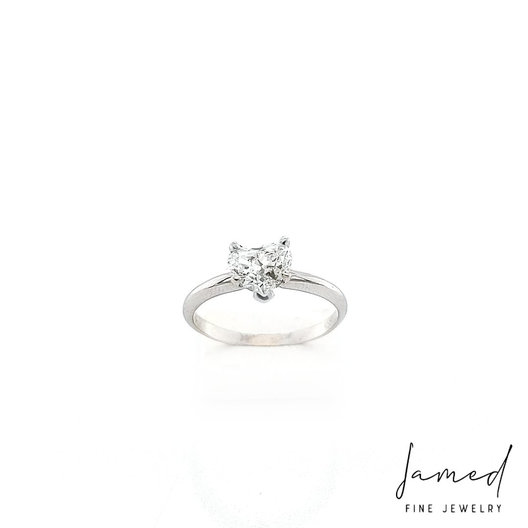 Heart Engagement Ring with GIA in White Gold