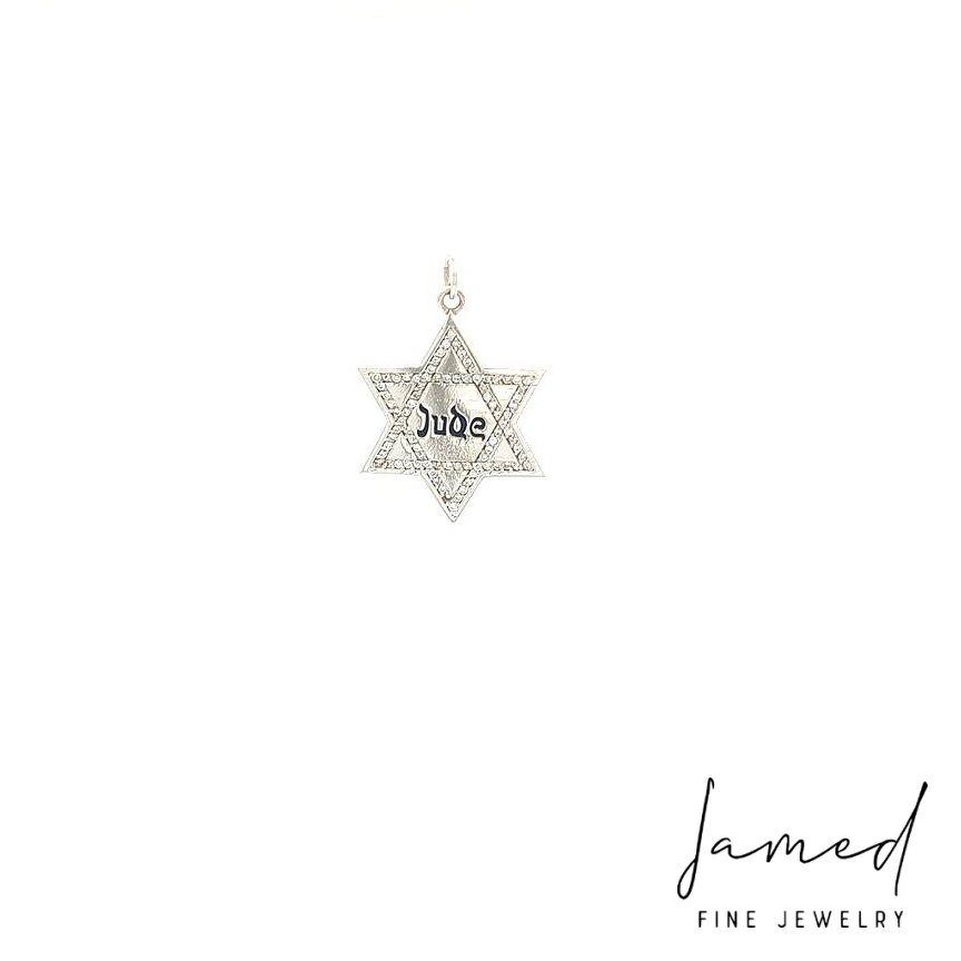 Star of David Jude Pendant with Diamonds in White Gold