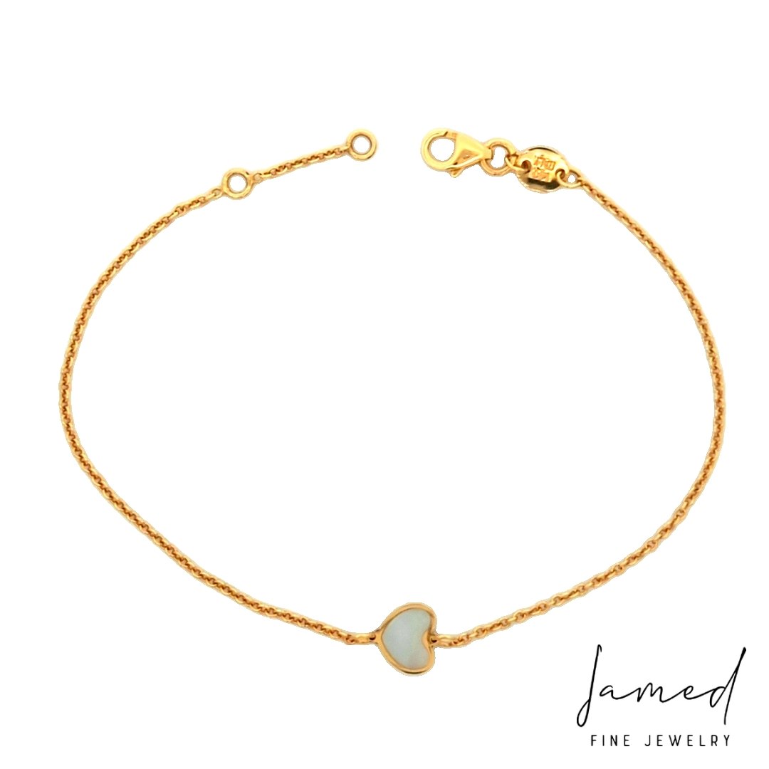 Mop 1 Heart Bracelet Yellown Gold in Yellow Gold