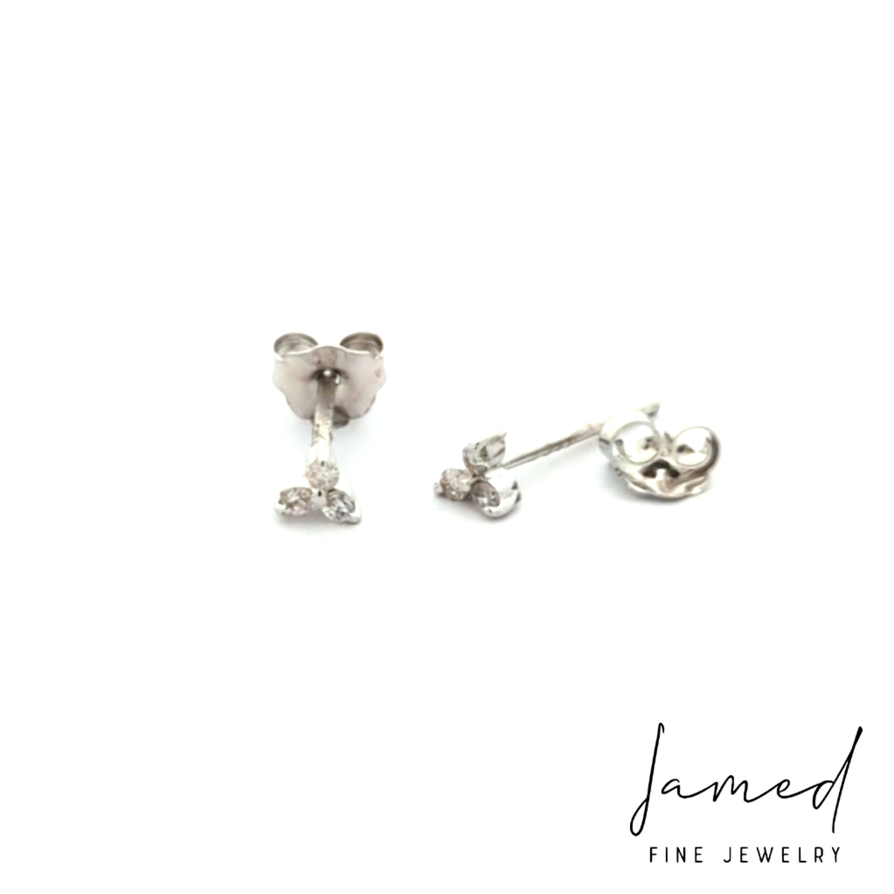 Diamond Trio Stud . in White Gold