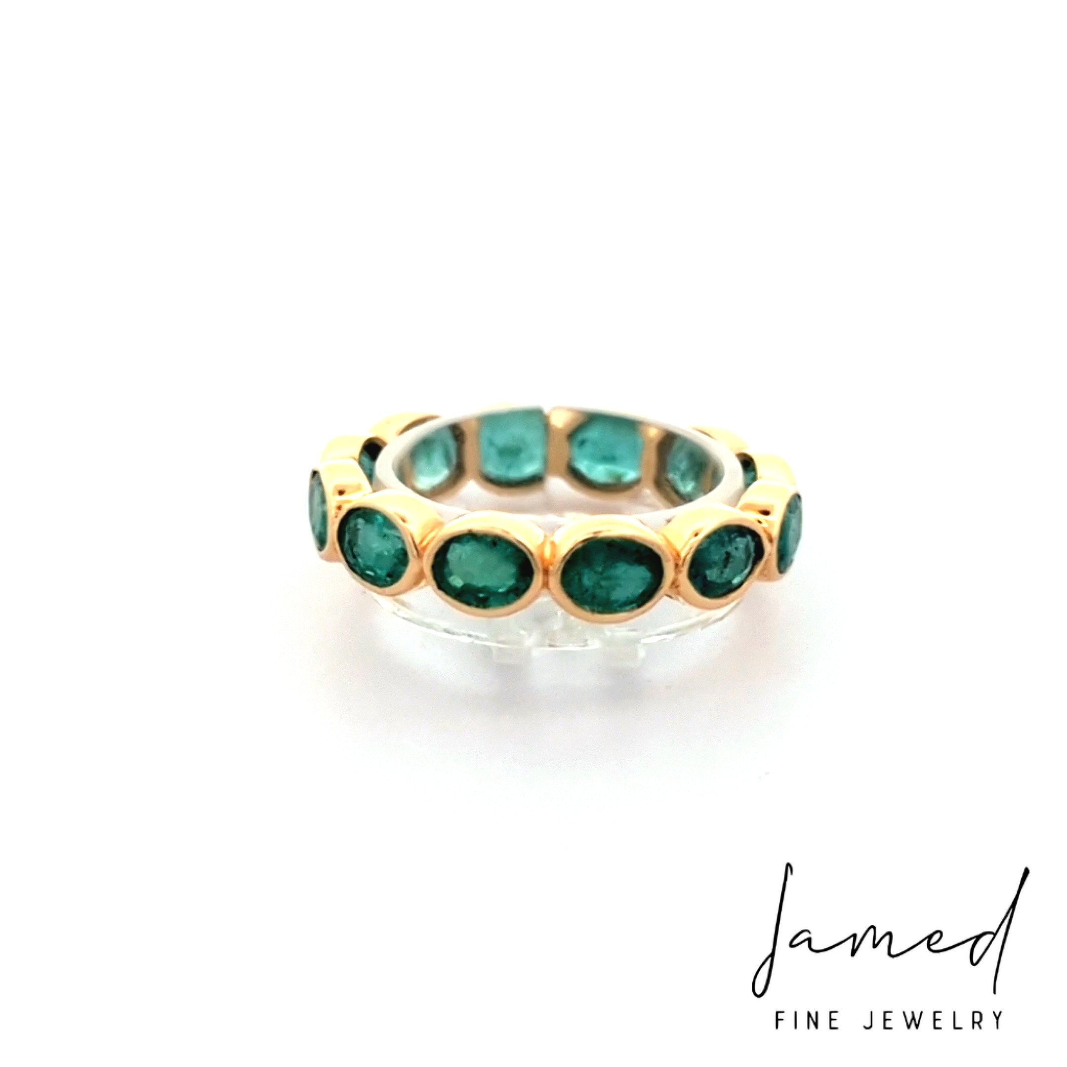 Emerald Oval Bezel Ring in Yellow Gold
