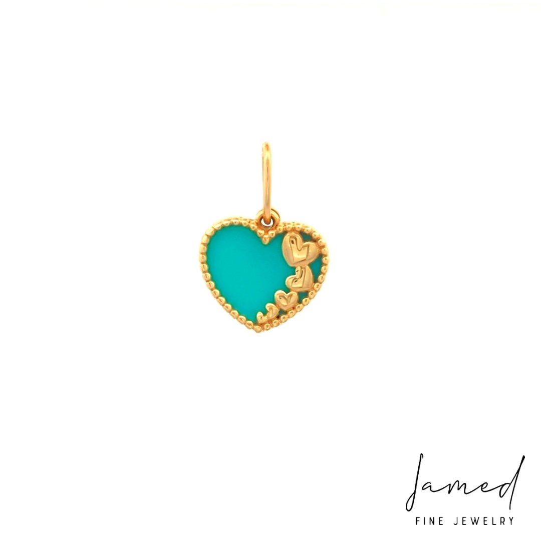 Turquoise Heart Pendant in Yellow Gold