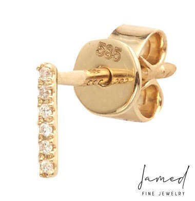 Diamond Earring Vertical Bar in Yellow Gold