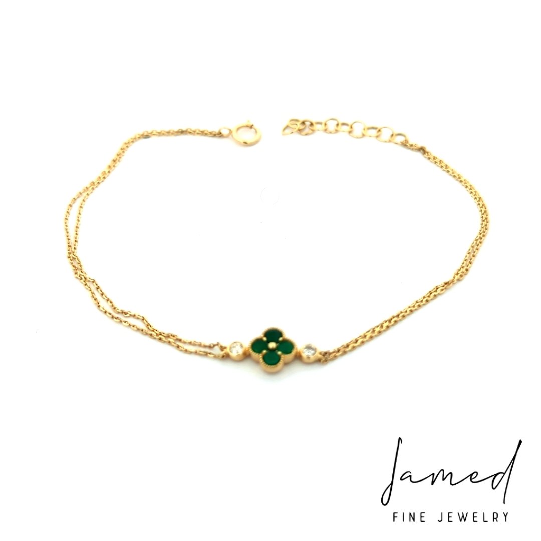 Emerald Flower Diamond Bracelet in Yellow Gold
