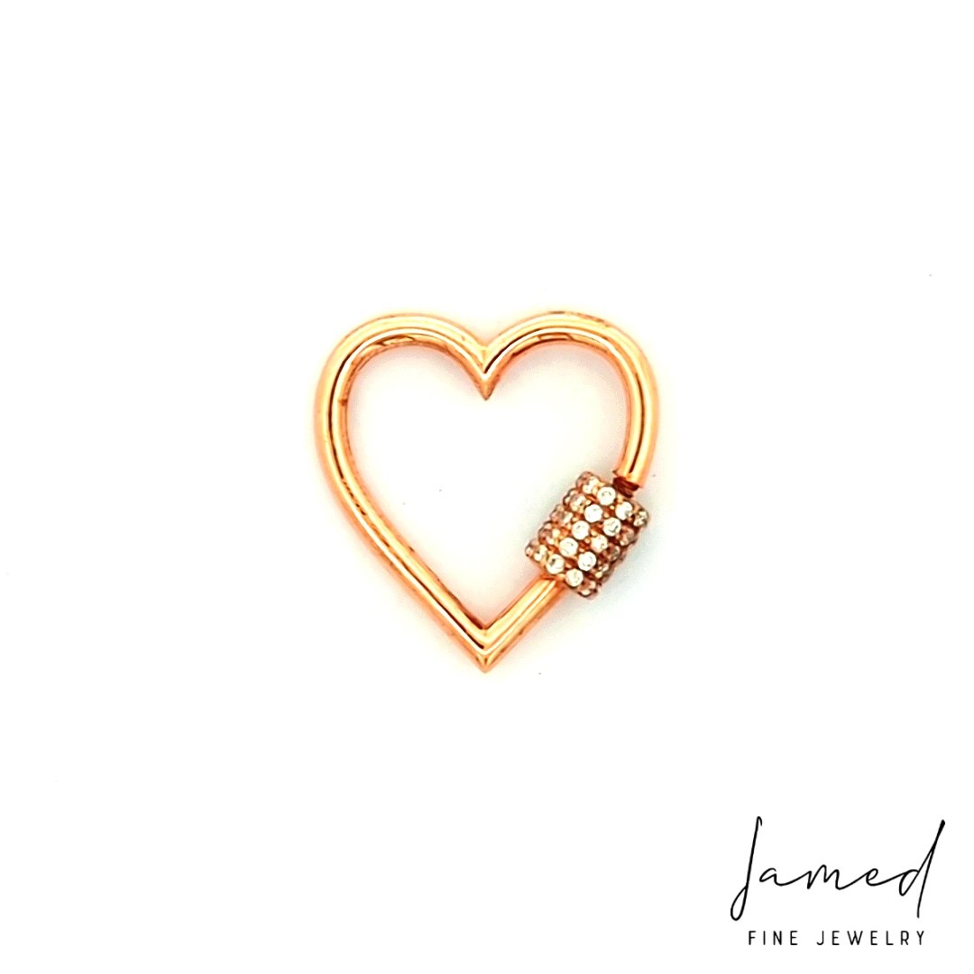 Diamond Heart Lock Pendant in Rose Gold