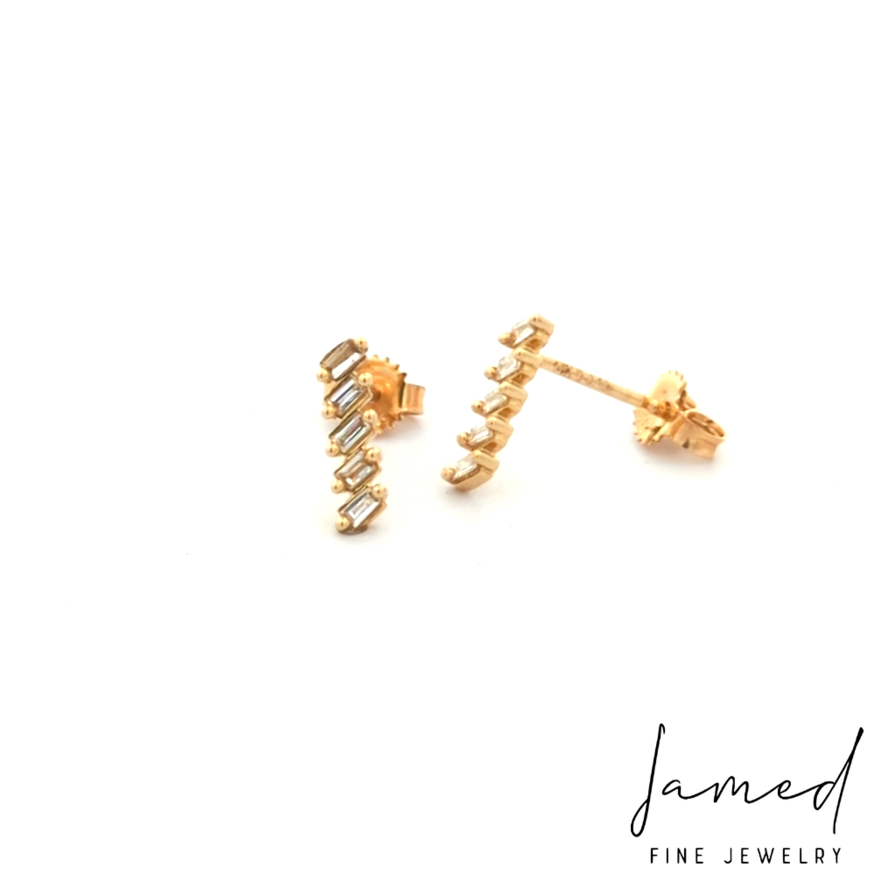 Baguette Diamond Earrings . in Yellow Gold