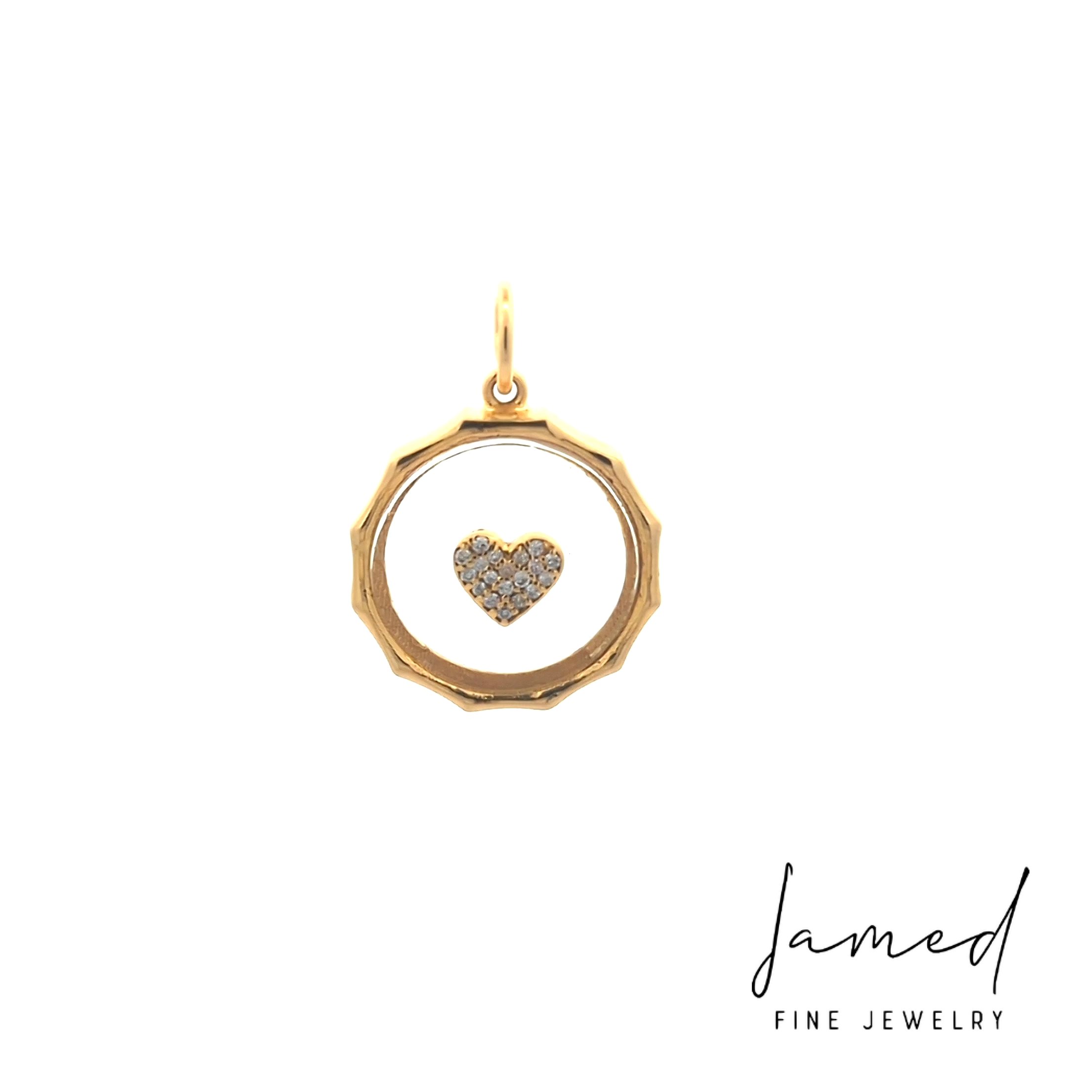Clear Quartz Pendant with Heart in Yellow Gold