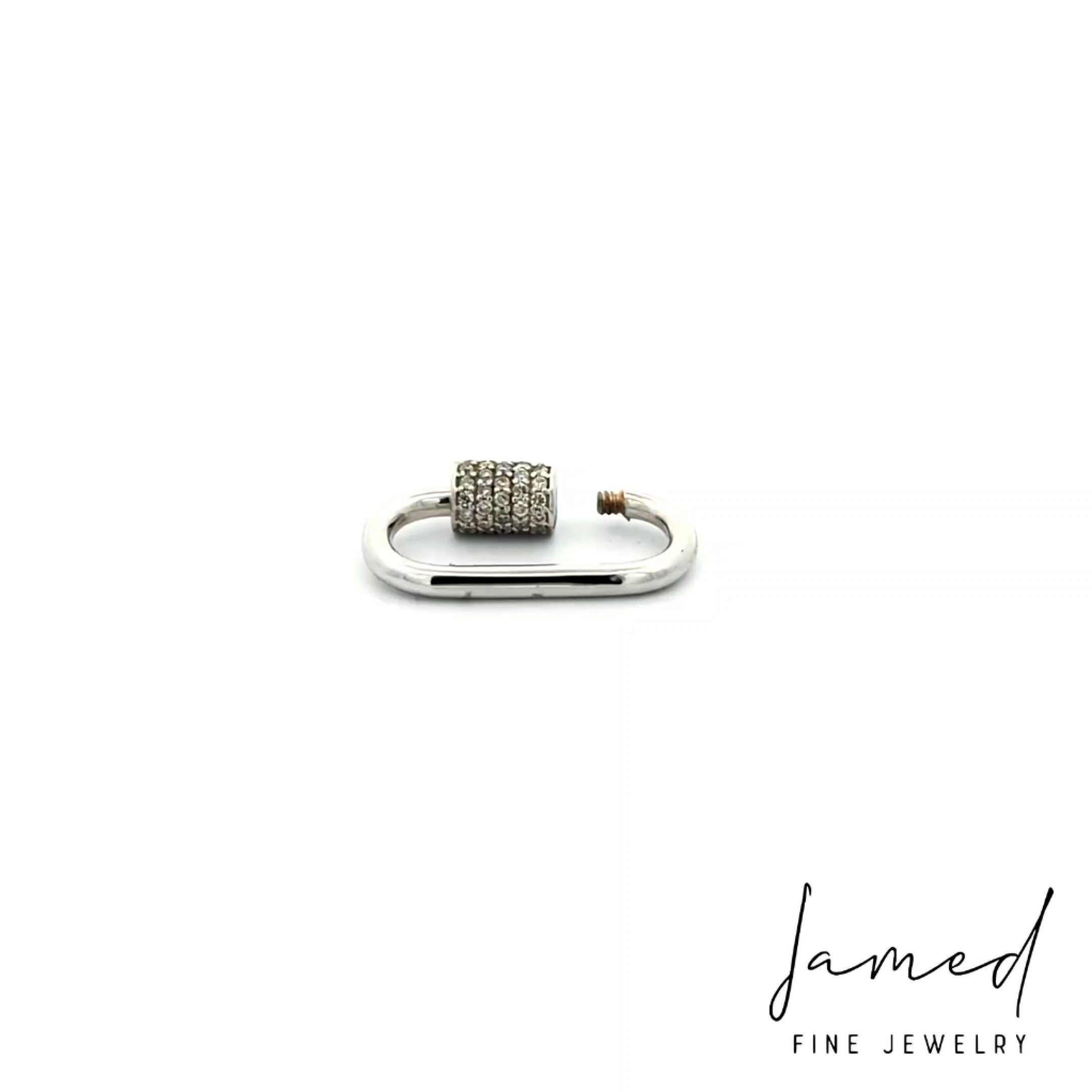 Diamond Lock Pendant in White Gold