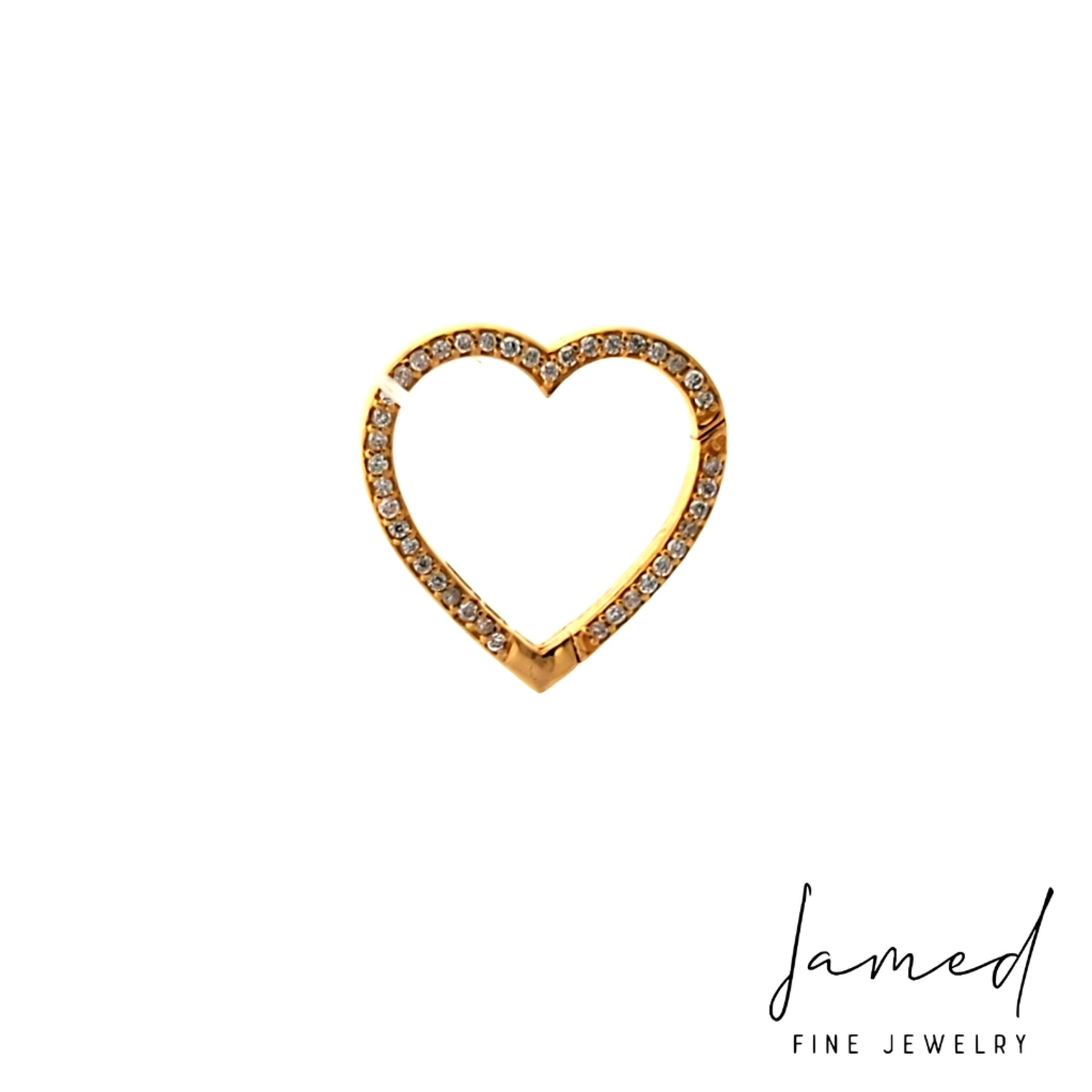 Diamond Heart Lock Pendant in Yellow Gold