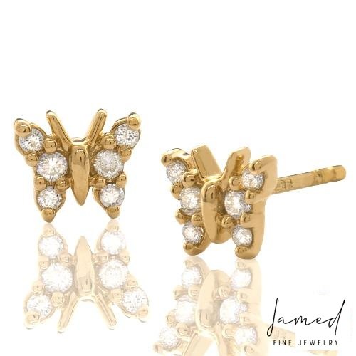Butterfly Diamond Earrings in Yellow Gold