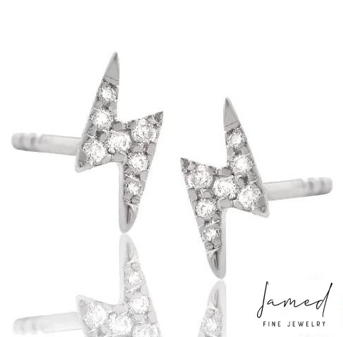 Lightning Bolt Diamond Errings Earrings in White Gold