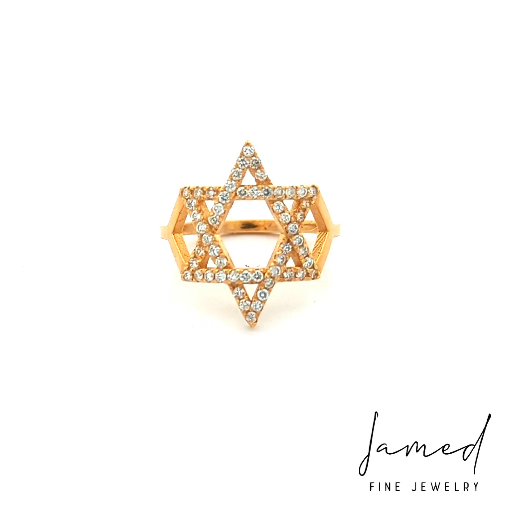 .41ctw Diamond Star of David Accent Ring in Yellow Gold