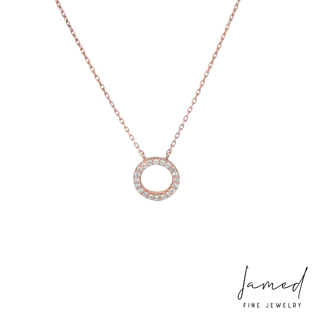 Diamond Diamond Circle Necklace with in Rose Gold