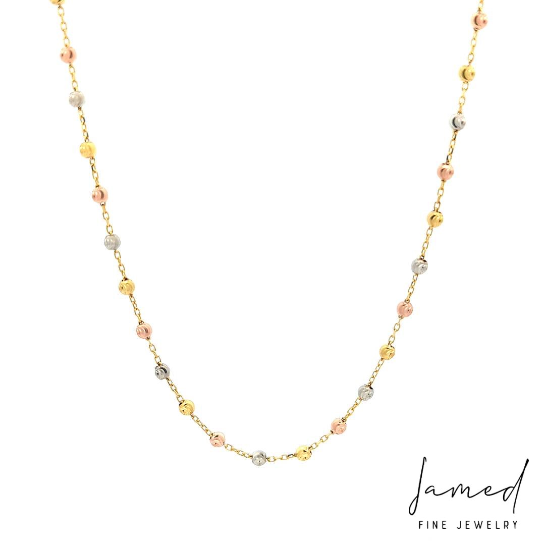 Tricolor Beads Chain in Gold