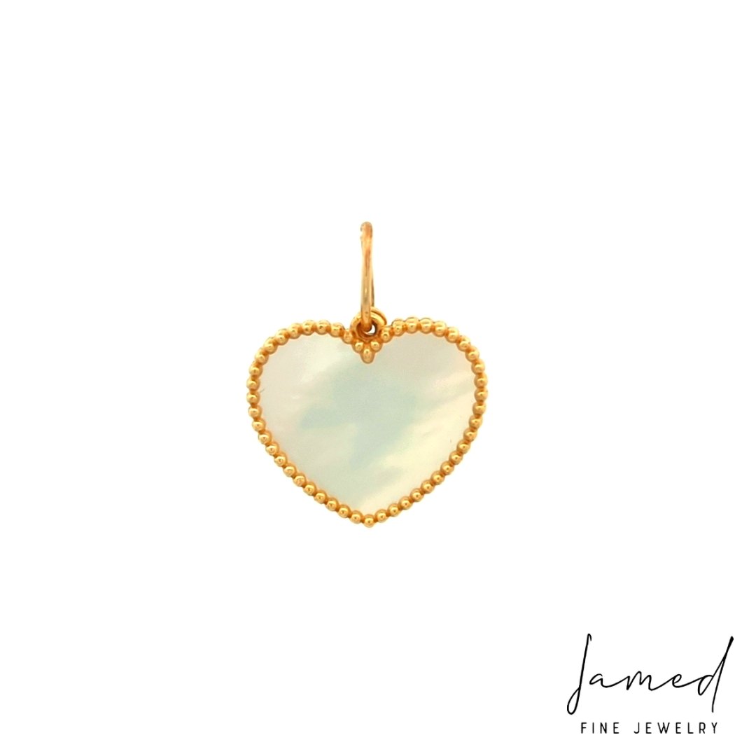 Mop Heart Pendant in Yellow Gold