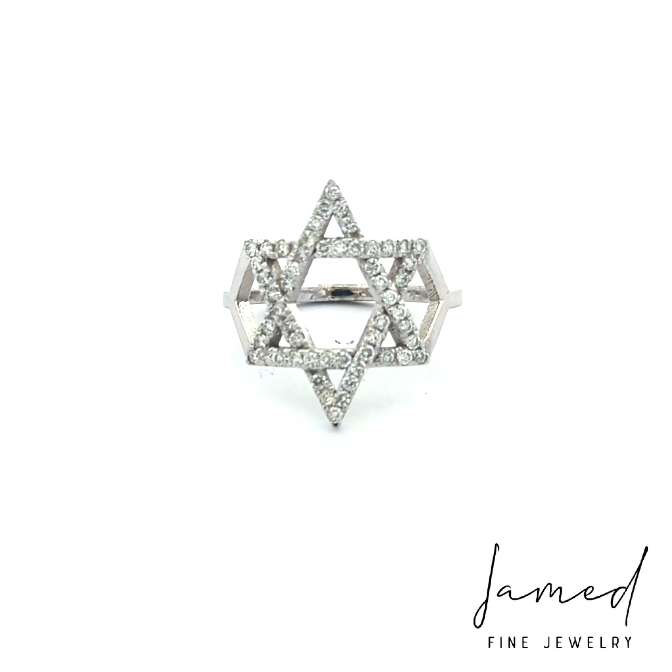 .41ctw Diamond Star of David Accent Ring in White Gold