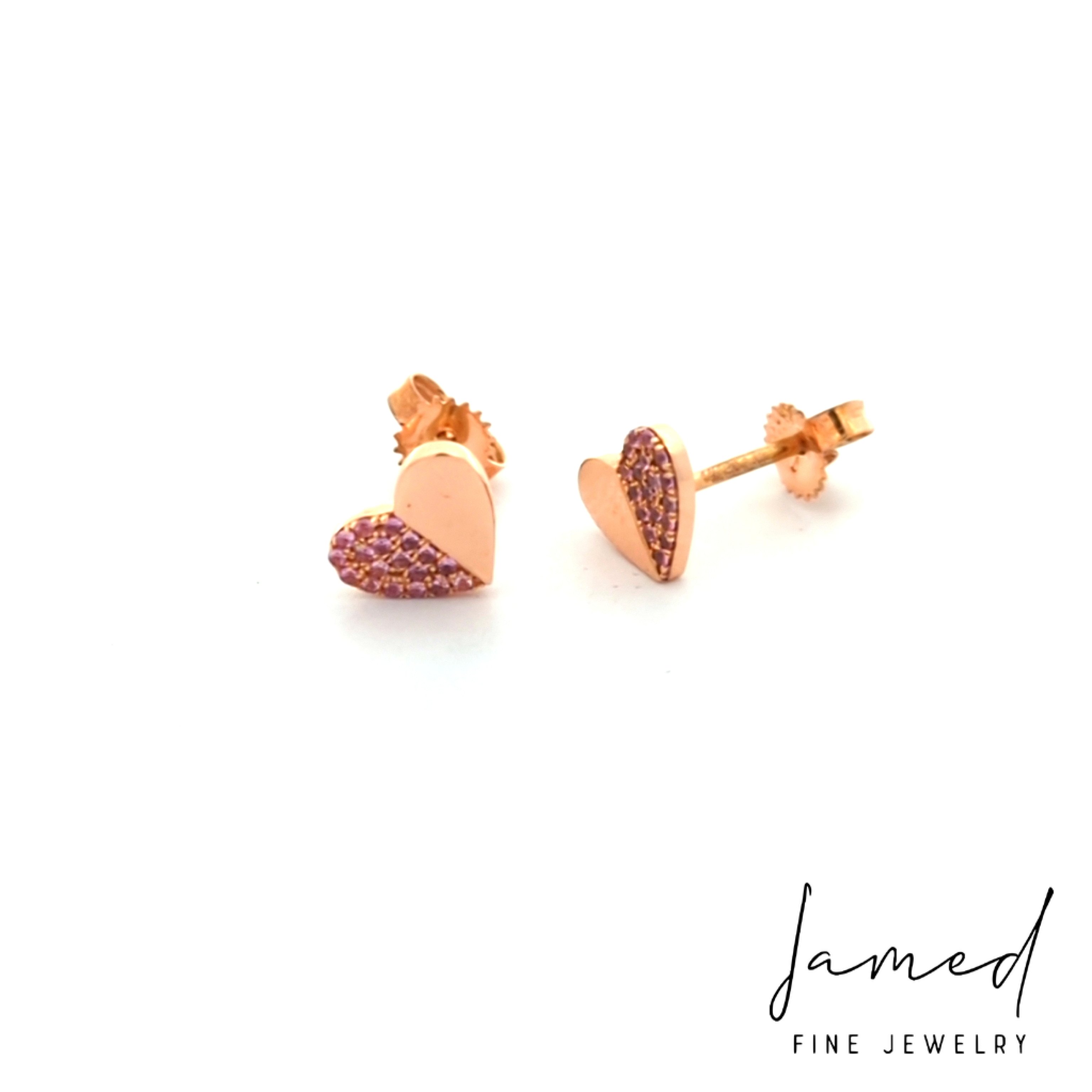 Pink Sapphire Heart Earring in Rose Gold