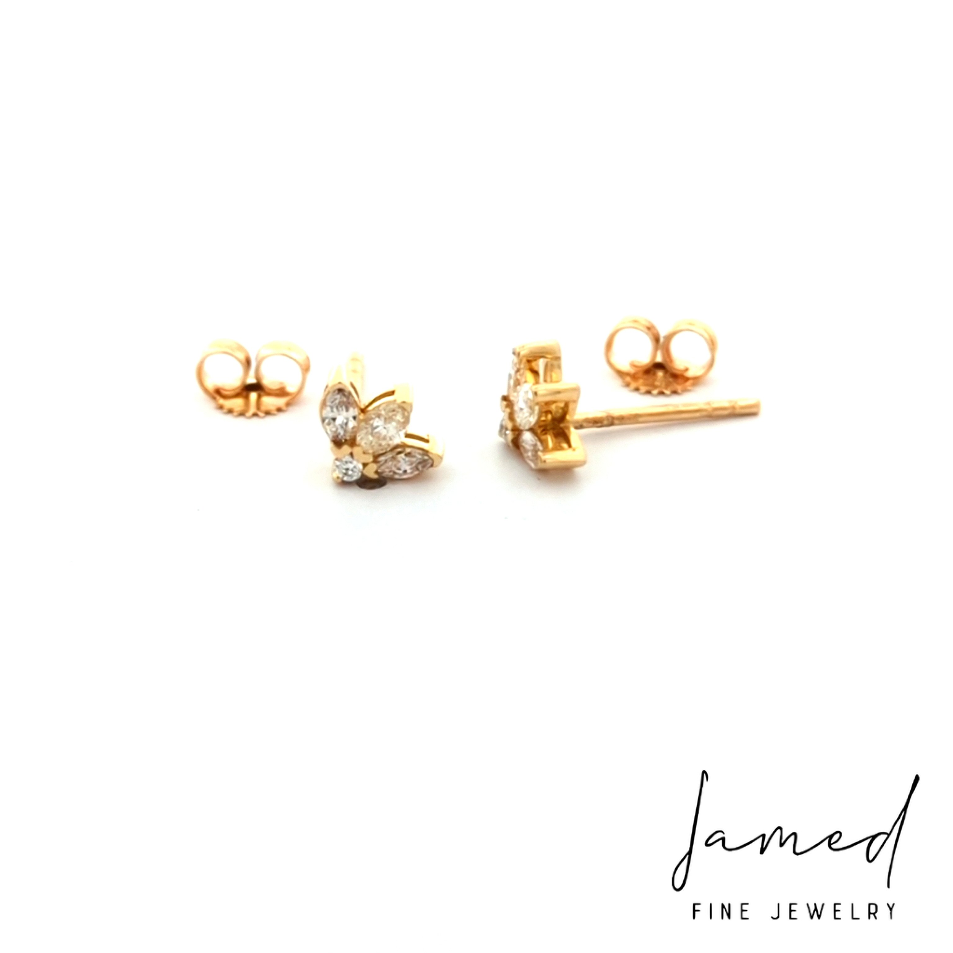 Marquise Diamond Earring in Yellow Gold