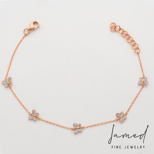 Butterfly Design Diamond Bracelet in Rose Gold