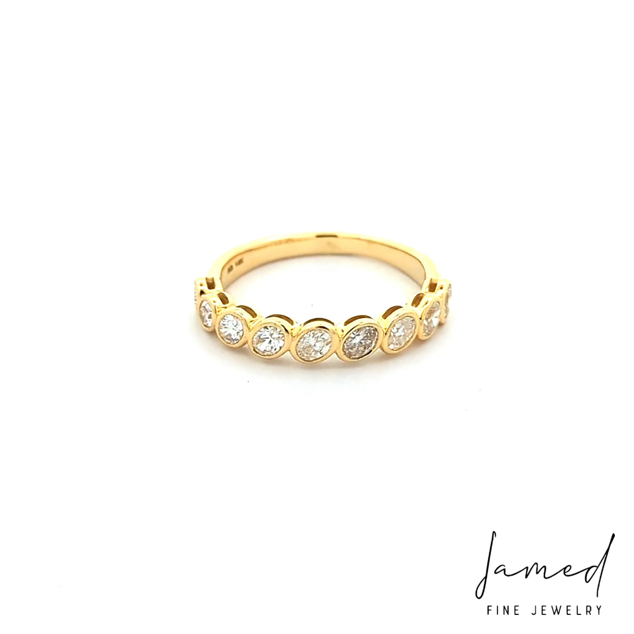 9 Oval Diamond Stones Ring in Yellow Gold