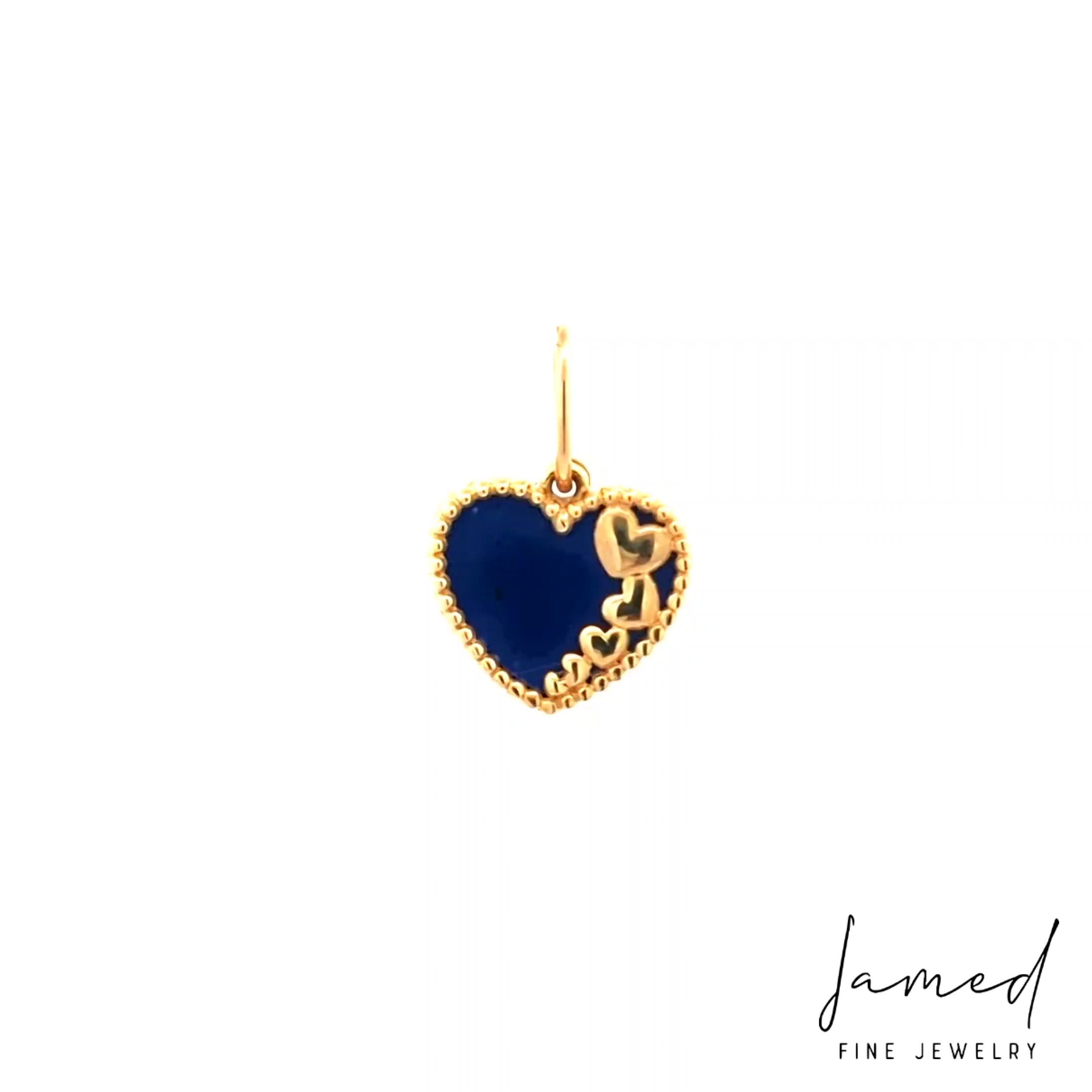 Lapis Heart Pendant in Yellow Gold