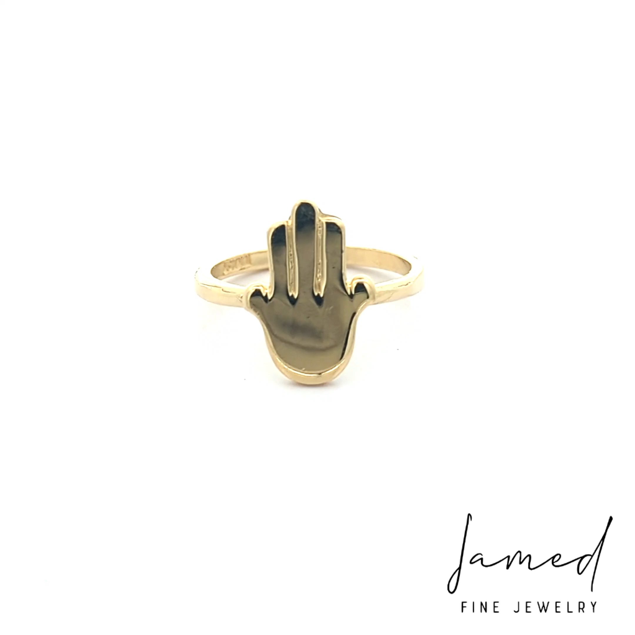 Hamsa Ring in Yellow Gold