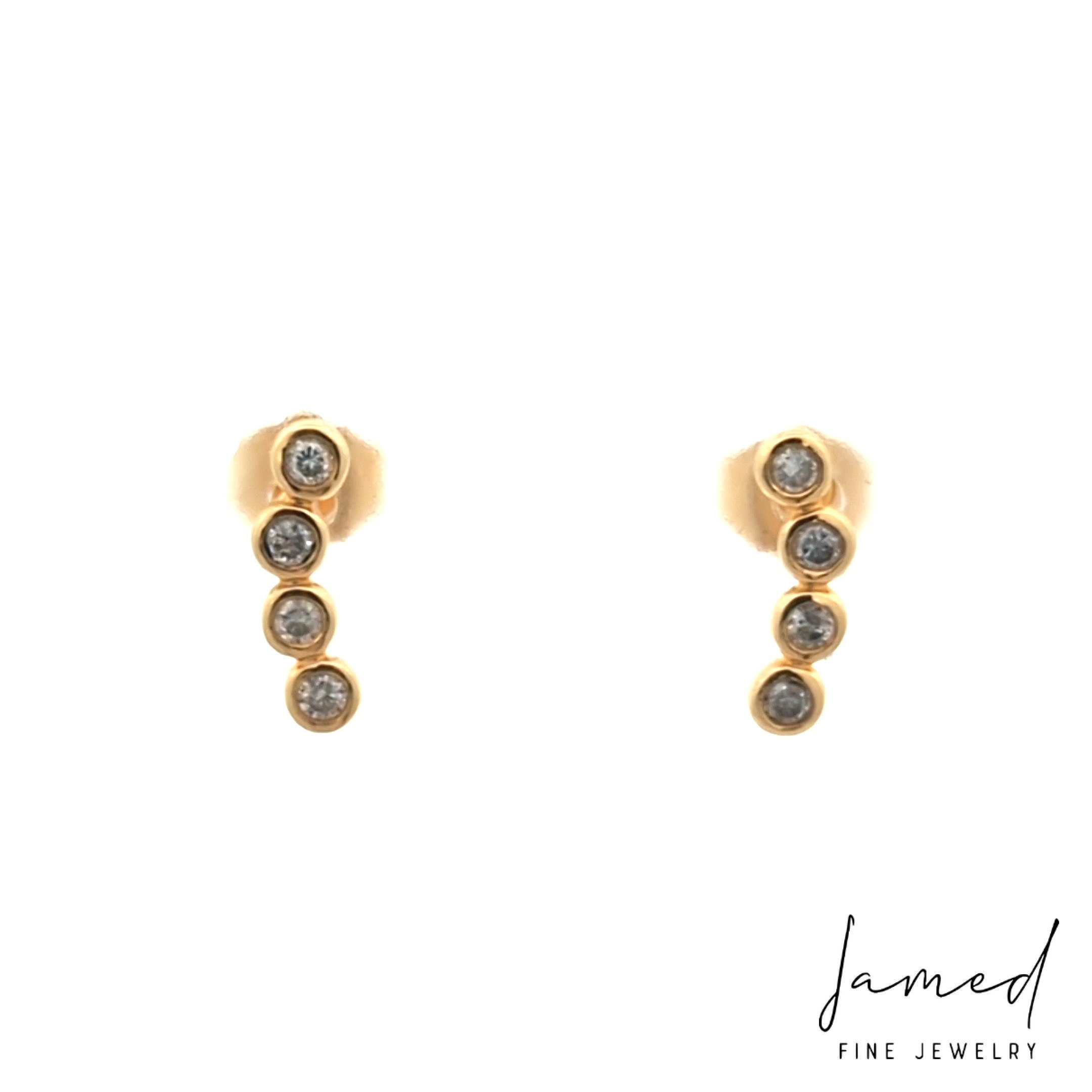 4 Stone Climber Diamond Earring in Yellow Gold