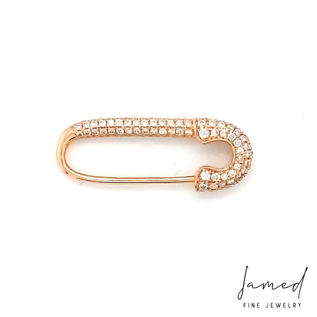 Custom (Non Opening) Safety Pin with Diamonds Pendant in Rose Gold