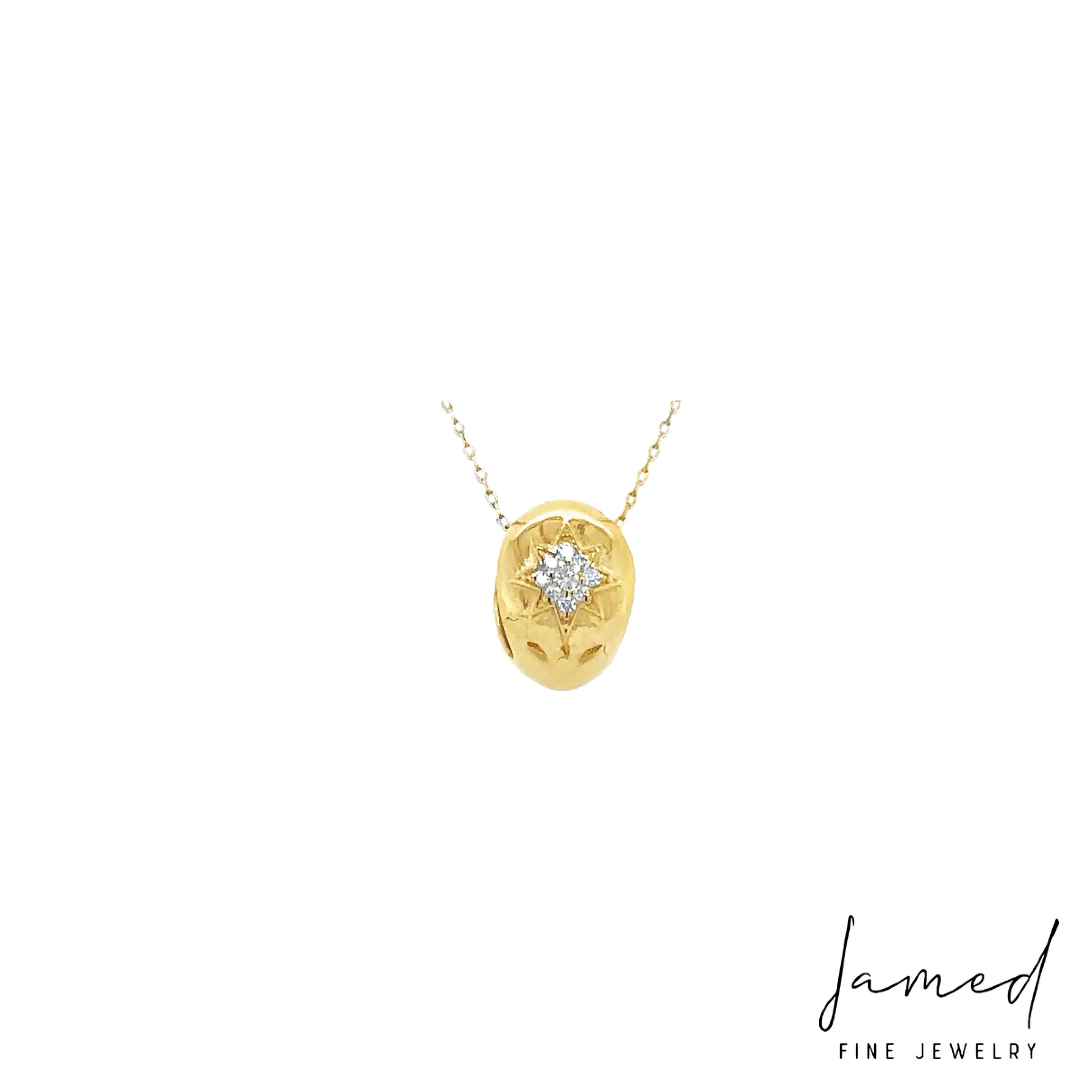 14KT Yellow Gold Diamond Oval Bead Pendant