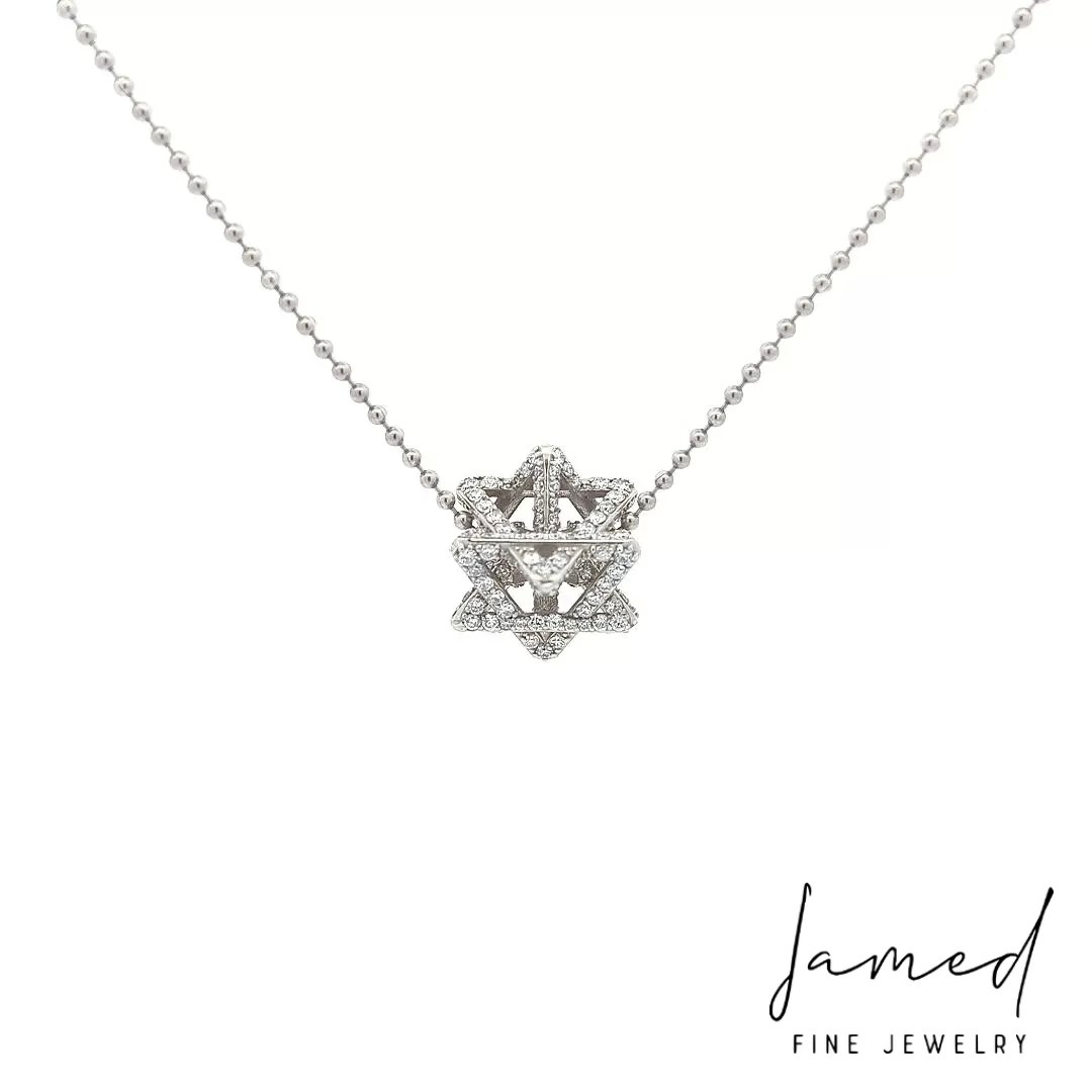 Regular Merkabah Star of David with 2.87 ct Diamonds in 14K White Gold