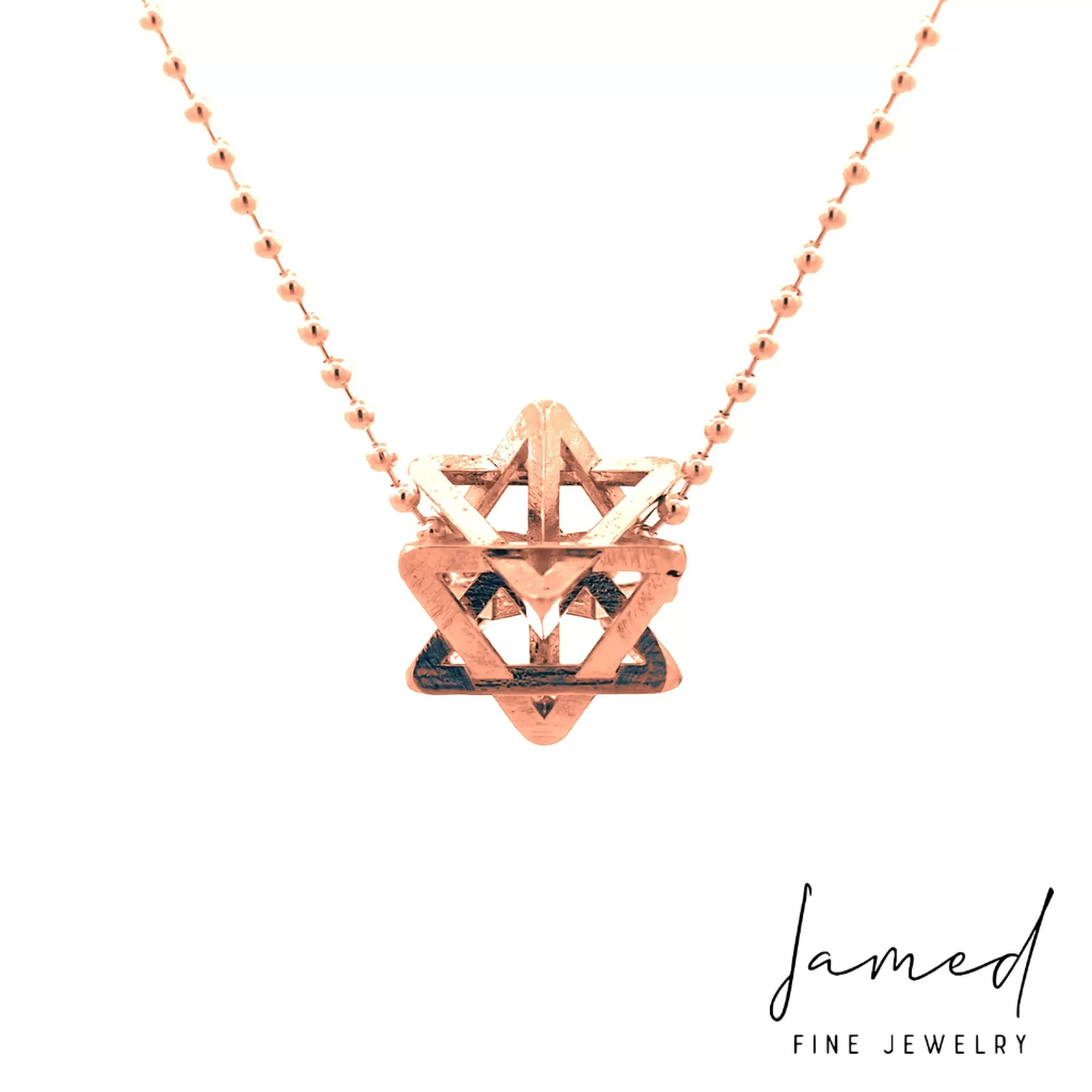 Regular Merkabah Star of David in Solid 14K Rose Gold