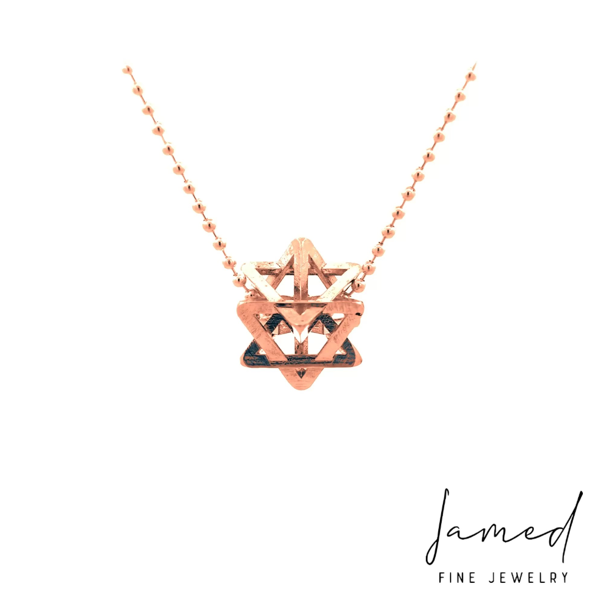 Small Merkabah Star of David in Solid 14K Rose Gold